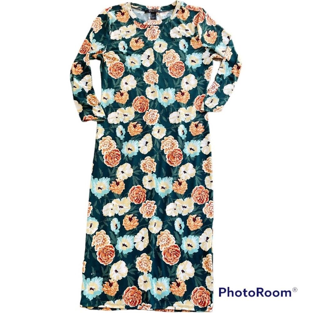 Forever 21 Contemporary floral midi body con dress juniors size large L